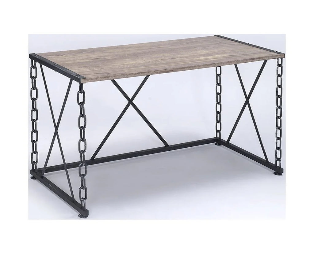 Rustic Oak Black Console Table J86615