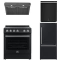30 Electric Range, Range Hood, Refrigerator and Dishwasher in Black A79300