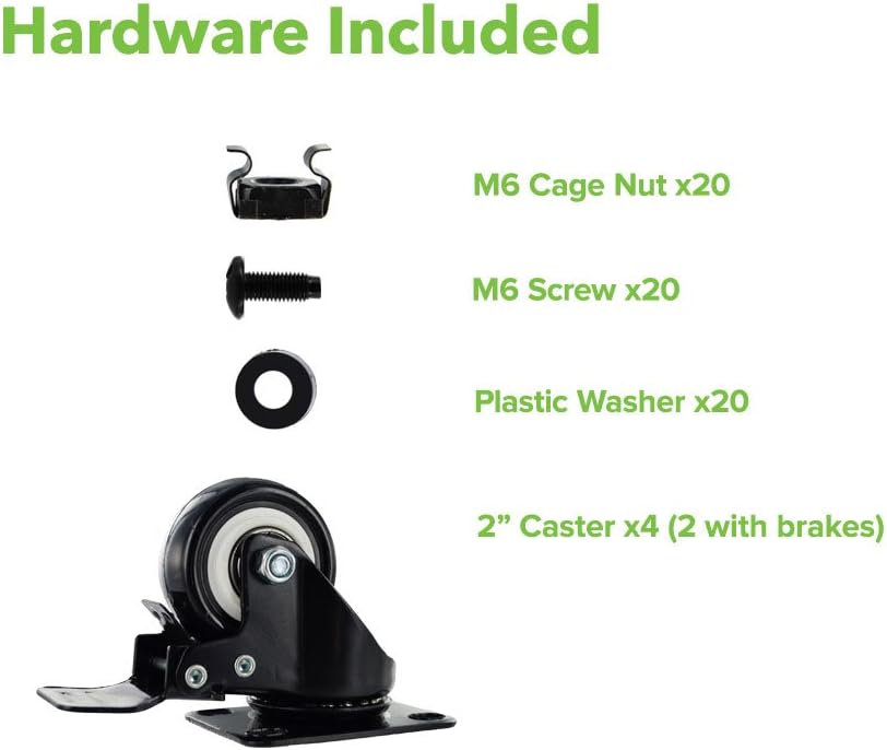 22U 2-Post Open Frame Server Rack with Casters S191