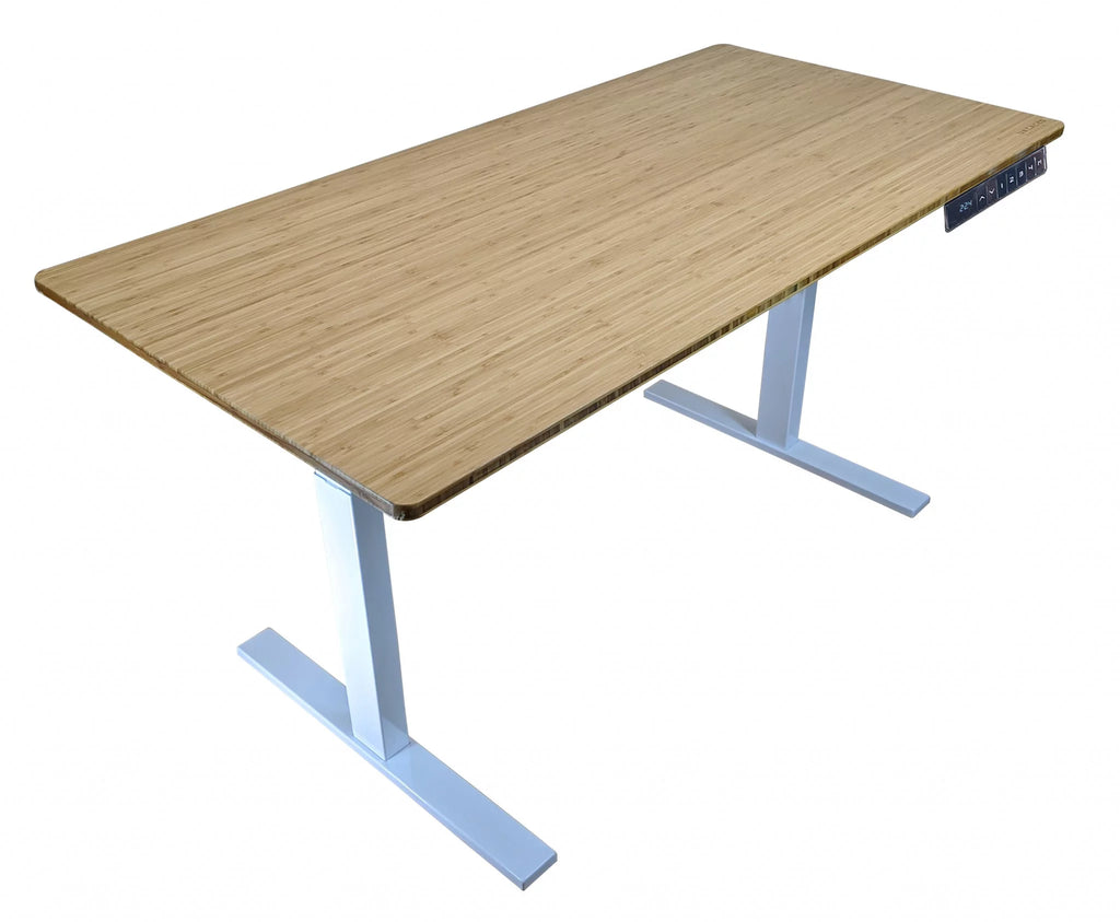 White Natural Bamboo Adjustable Computer Desk W68284