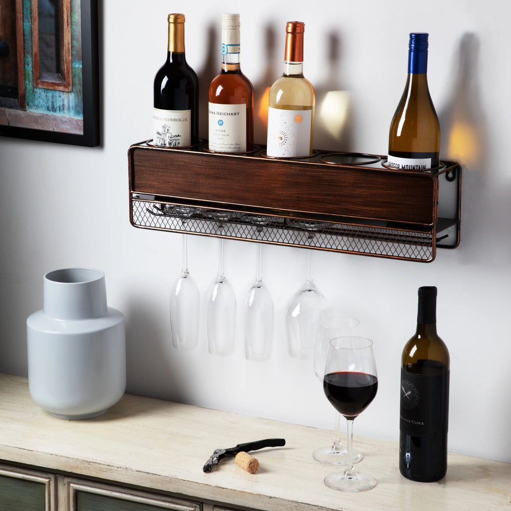 Wall Mounted Wine Shelf & Stemware Rack O2424