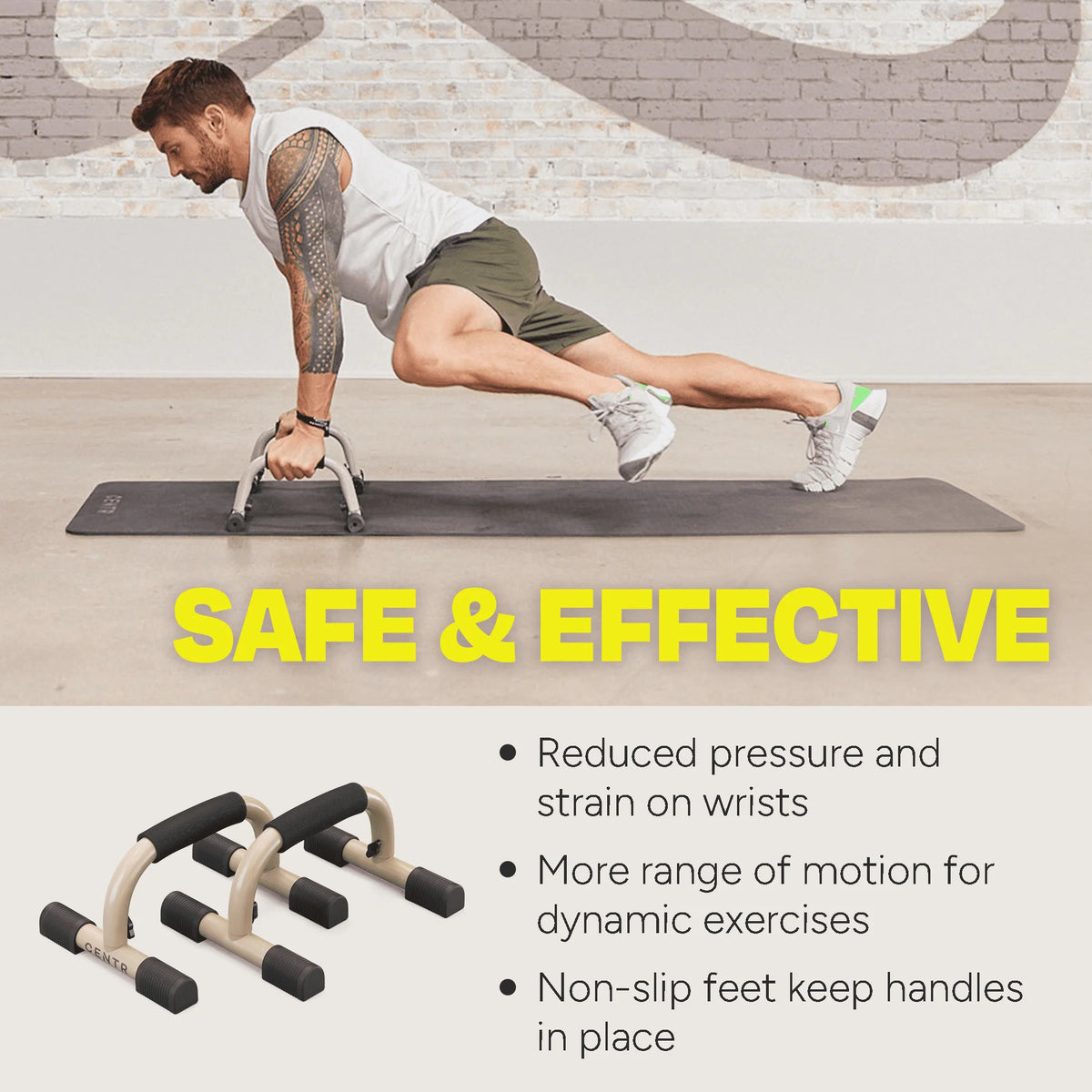 Push up Bars, Slip-Resistant Grips, Sand Brown, 2-Pack B5529