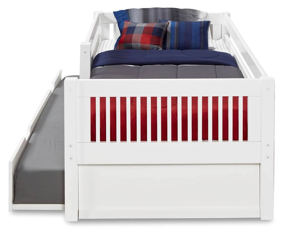 White Finish Day Bed with Front Guard Rail and Twin Trundle G27268