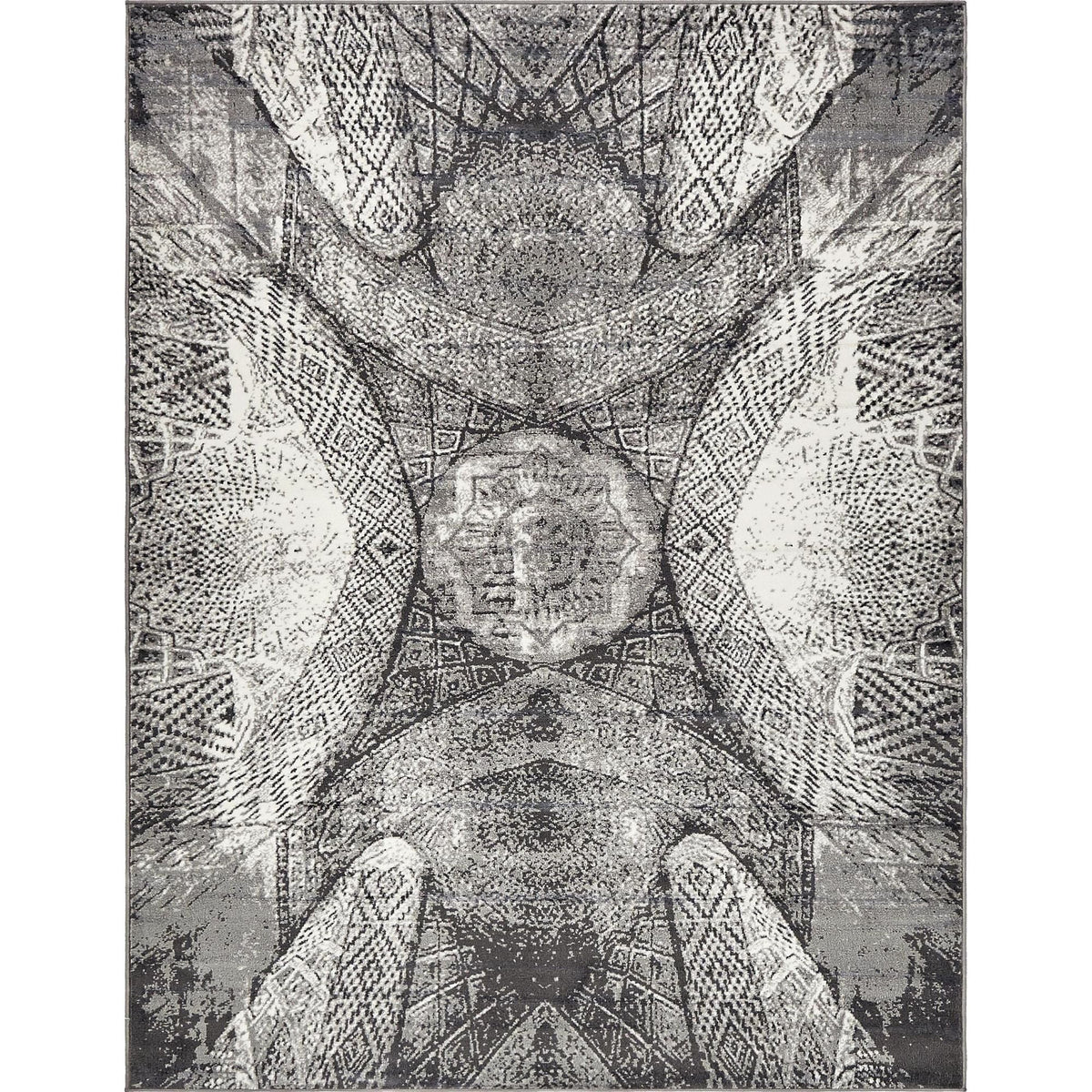 Dark Gray 9' x 12' Geometric Bohemian Rug T735901