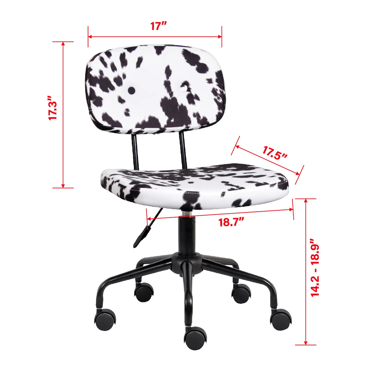 Black and White Cowhide Print Swivel Task Chair H9803