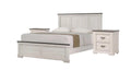 Antique White Brown 3pc Queen Size Bed and Nightstand Set X6274