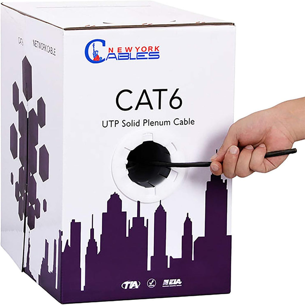 CAT6 Plenum Cable 1000ft (CMP) 23AWG Solid Conductor 550MHz 4Pair 10GB UTP Internet Cable L127