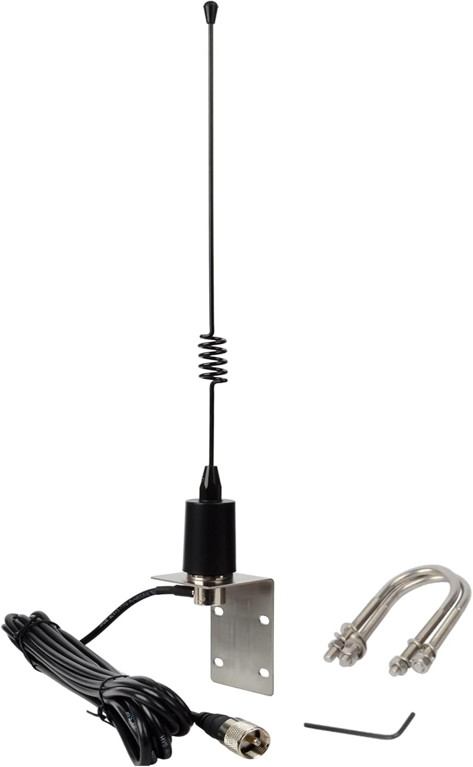 VHF Band Marine Antenna with Stainless Steel L-Bracket & RG-58 Coax Cable, Pack of 2 E858628