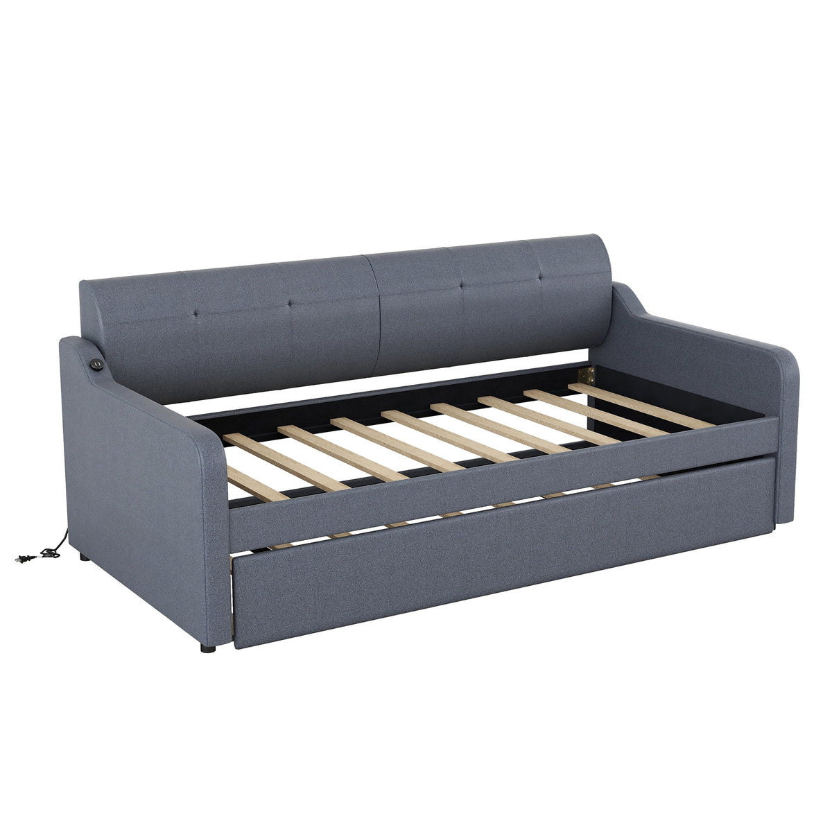 Gray Twin Size Upholstery DayBed with Trundle U323047