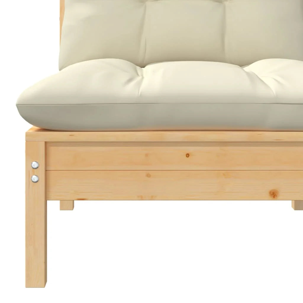 Solid Pinewood Patio Sofa with Cushions A2544