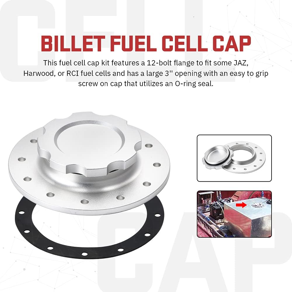 Billet Aluminum Fuel Cell Gas Cap with 12 Hole Cell Bung and Gasket Pack of 2 K52746