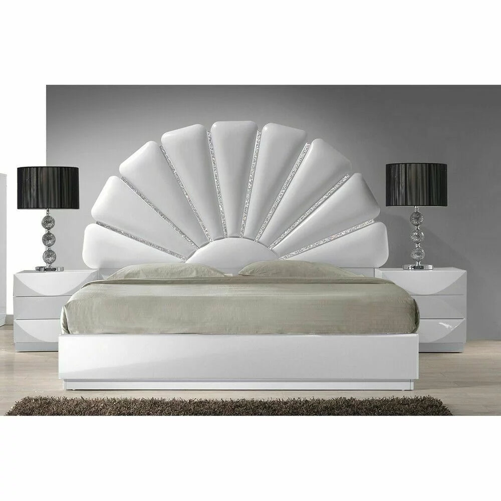 Queen Size High Gloss White Headboard W539451