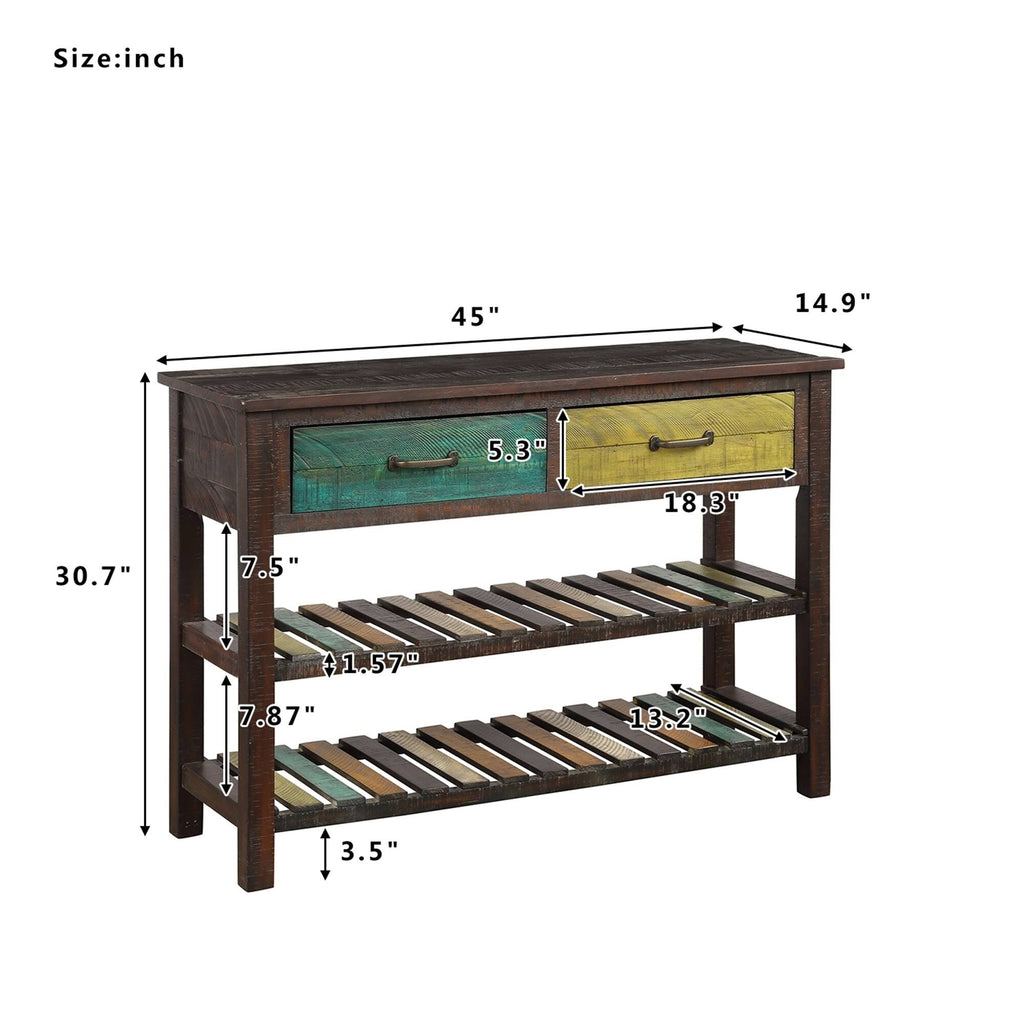 Console Table with Drawers and 2 Tiers Shelves Z174