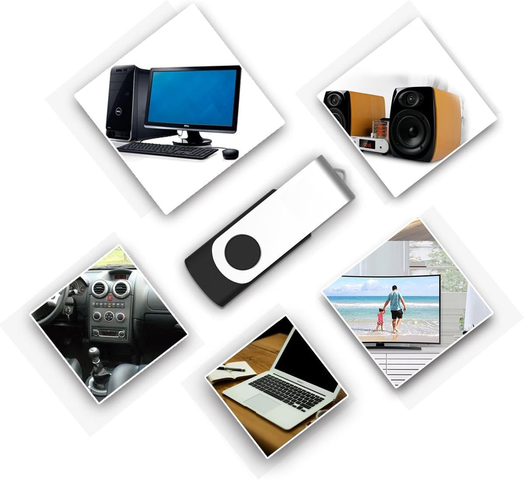10 Pack 4GB USB2.0 Swivel Flash Drives with Led Indicator, Black O22960