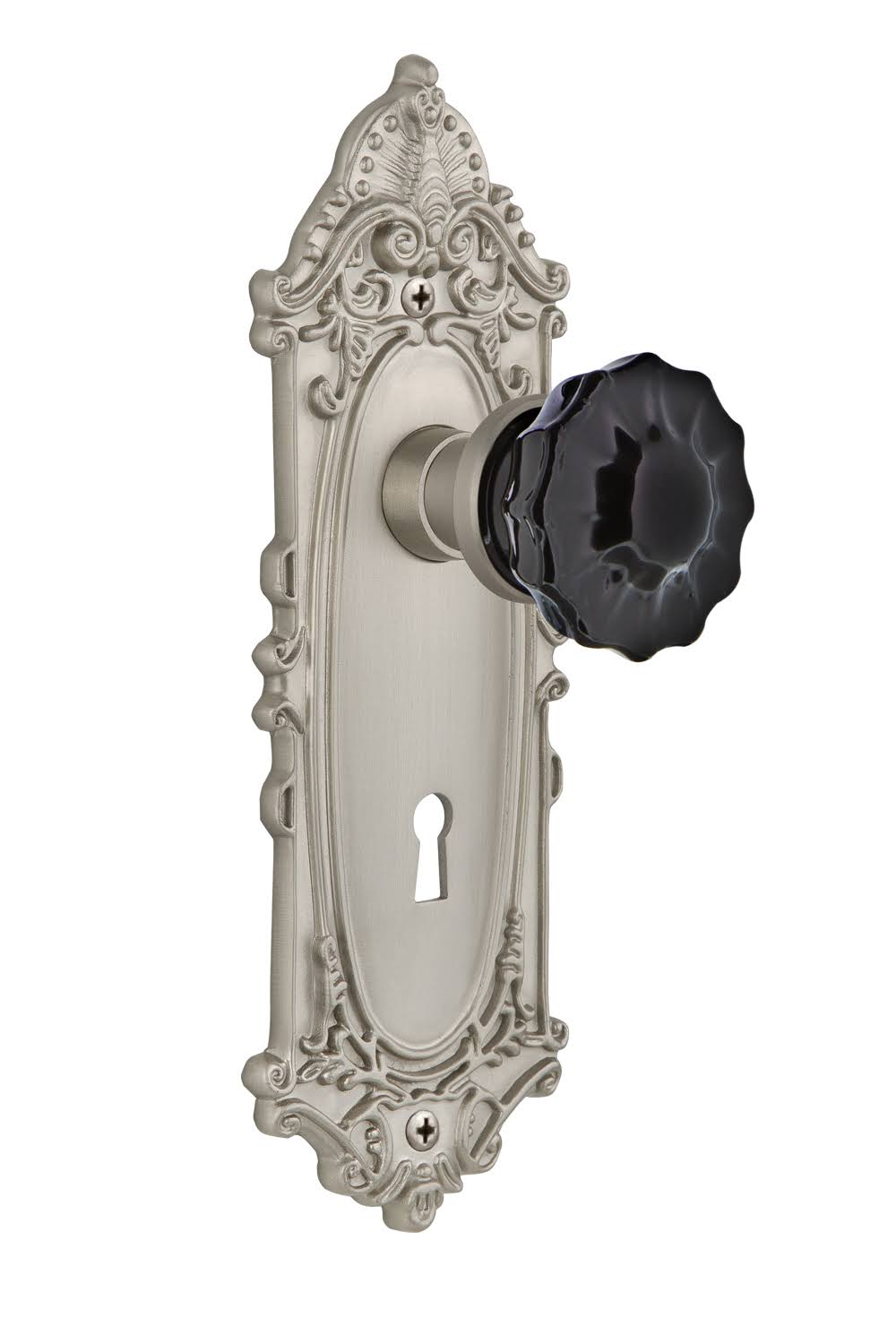 Satin Nickel Crystal Glass Door Knob Z245652