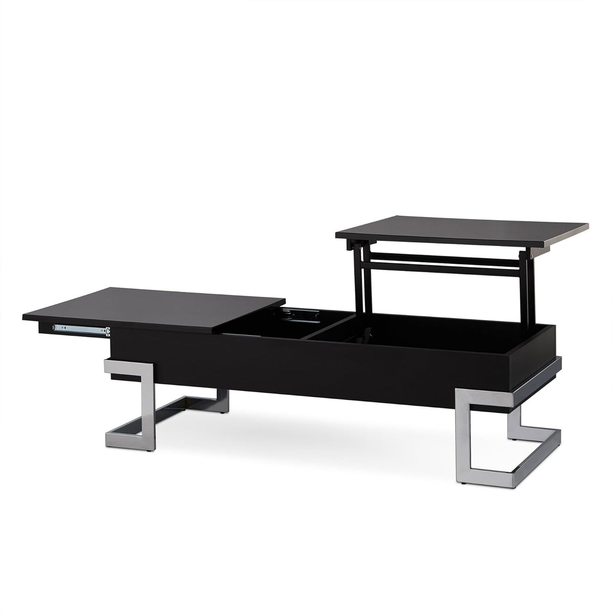 Black and Chrome Lift Top Coffee Table Y561
