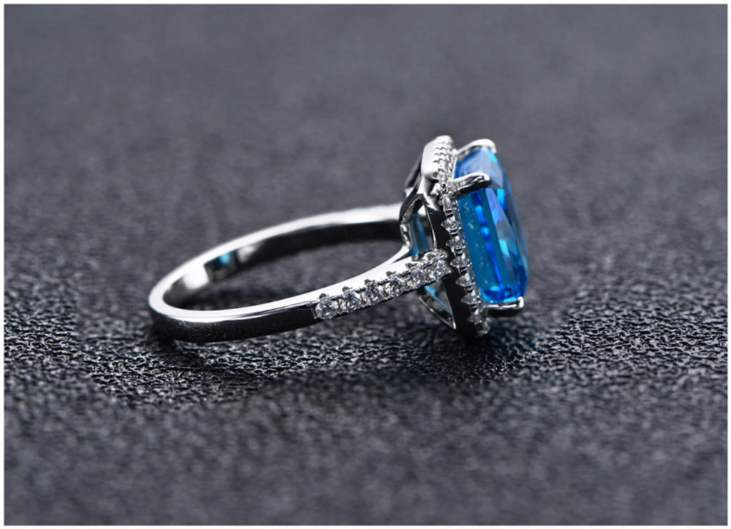 Radiant Cut 8*10mm Zircon Engagement Rings S925 Sterling Silver G63763