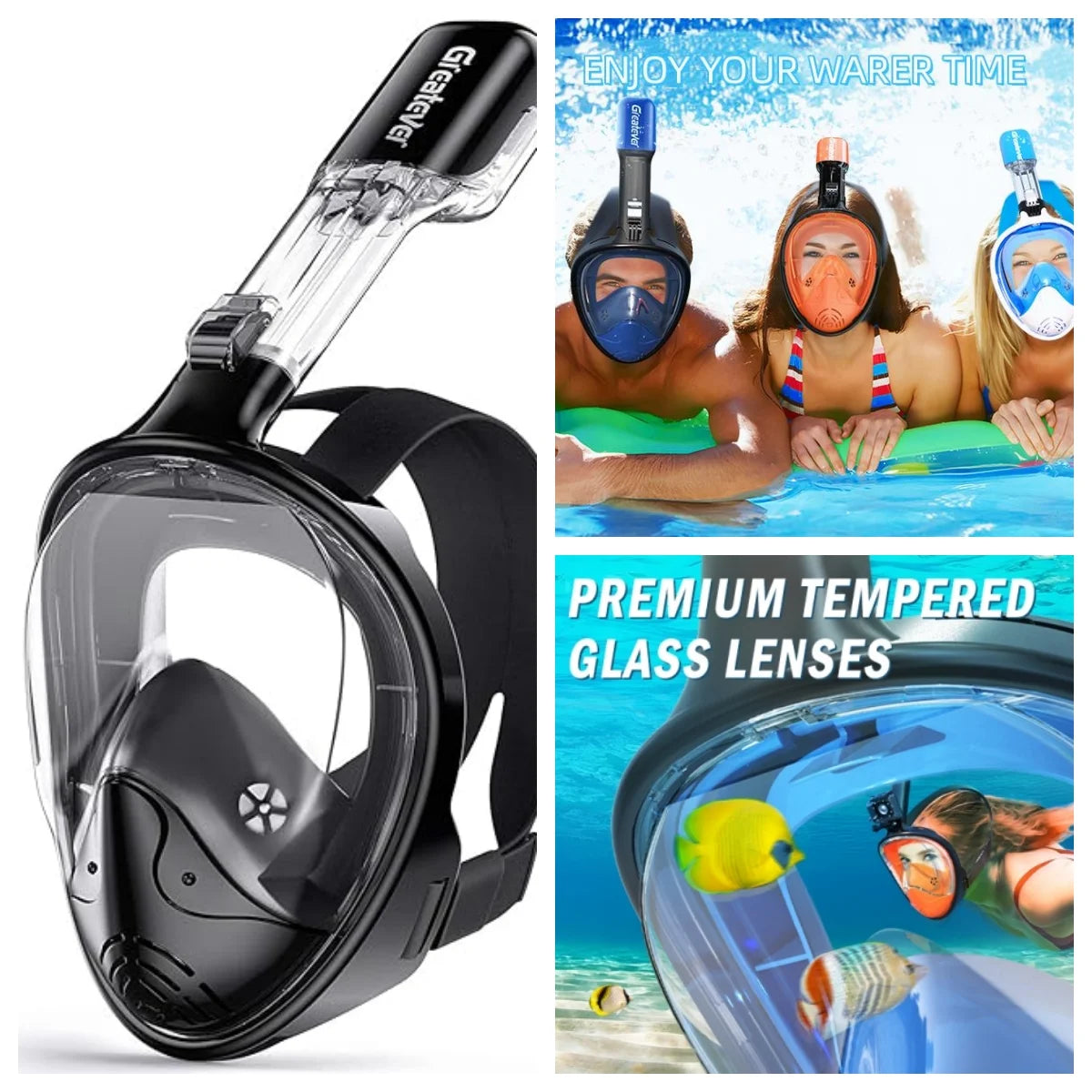 Full Face Snorkel Mask with Detachable Camera Mount S107