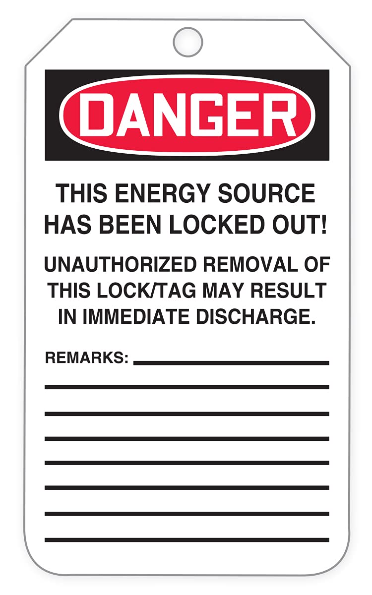 Lockout Tags, Danger Do Not Operate, Tear & Water Resistant PF-Cardstock, 6.25"x 3", Pack of 2 G620