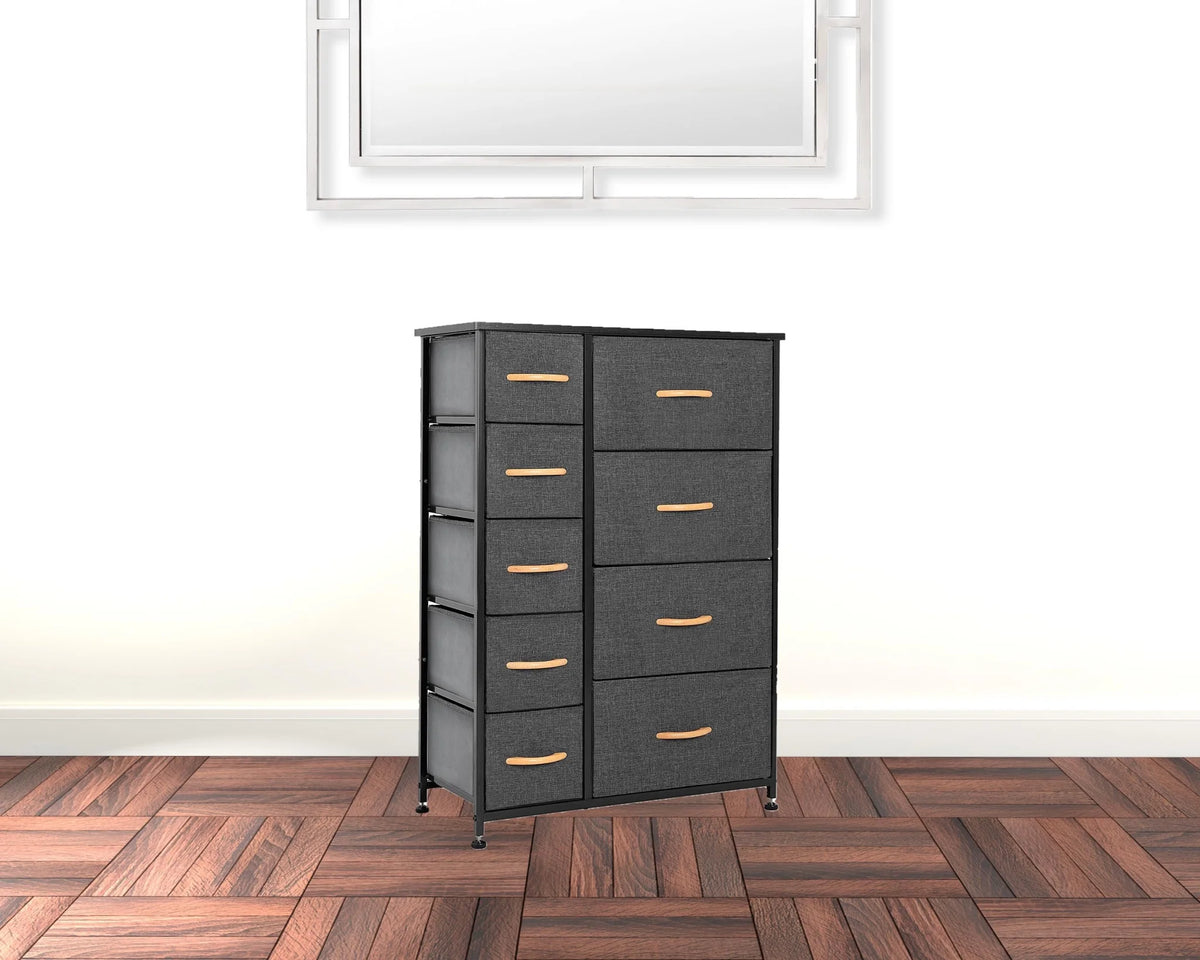 Gray Black Steel Fabric 9 Drawer Dresser M588490