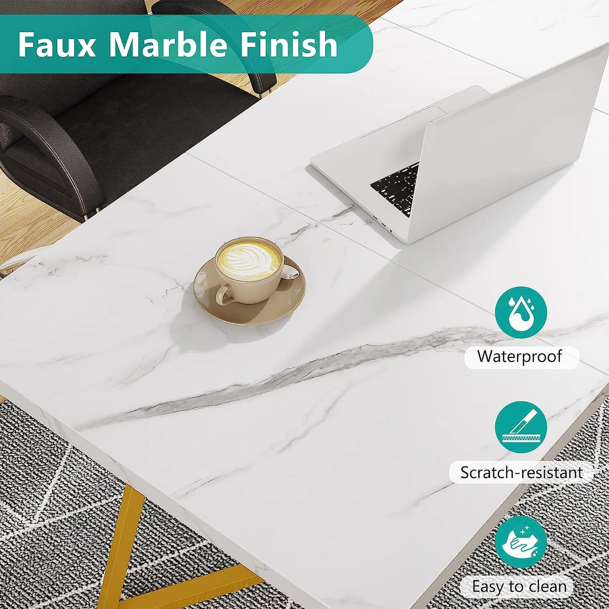 55" Faux Marble Rectangular Dining Table E339