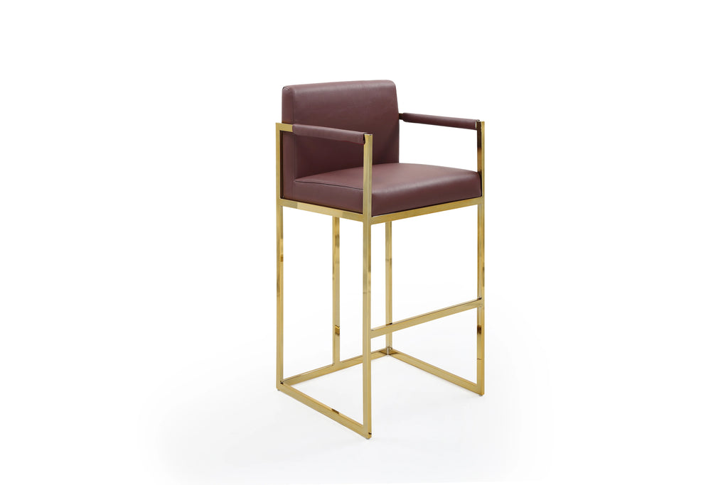 PU Leather Upholstered Square Arm Bar Stool I4463