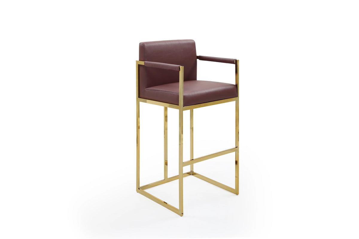 PU Leather Upholstered Square Arm Bar Stool I4463