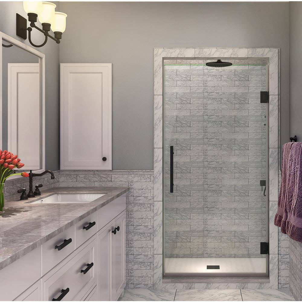 Black Hinged Frameless Shower Door U754145
