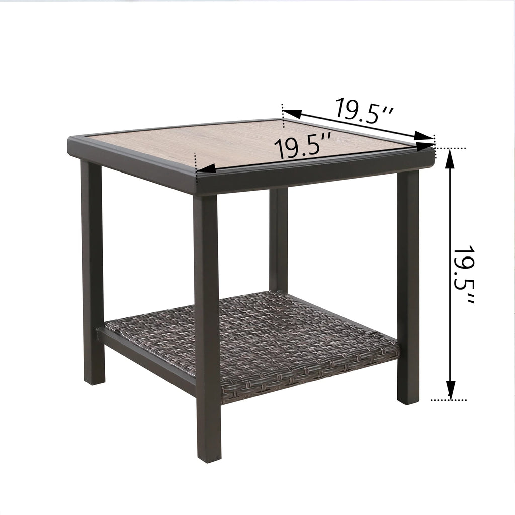 Square Metal Side Table with Wooden-like Top G6552