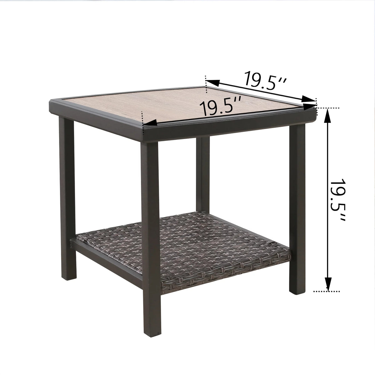 Square Metal Side Table with Wooden-like Top G6552