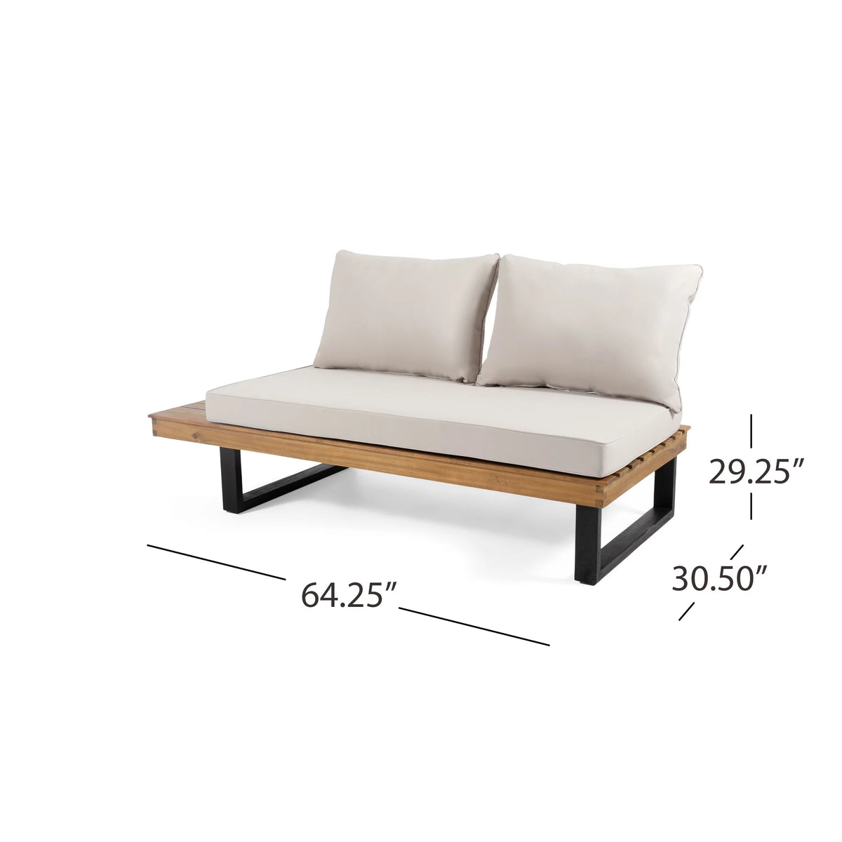 4 Pc Beige Teak Acacia Wood Outdoor Sectional Set Q369