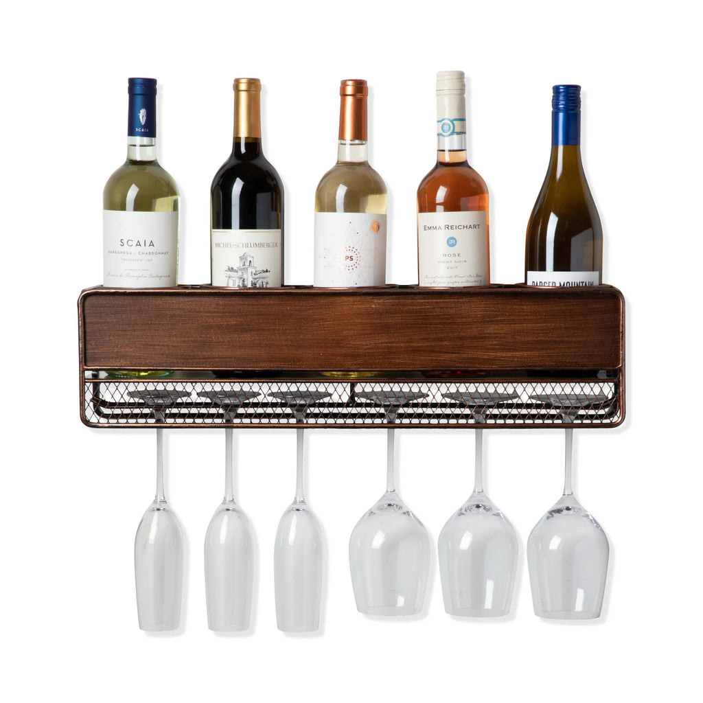 Wall Mounted Wine Shelf & Stemware Rack O2424