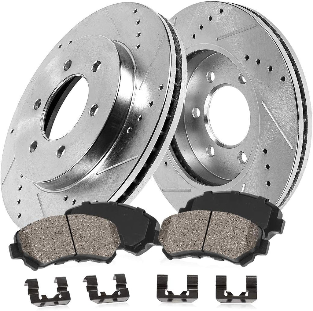 FRONT 287mm 6 Lug Rotors + Ceramic Brake Pads + Clips N68623