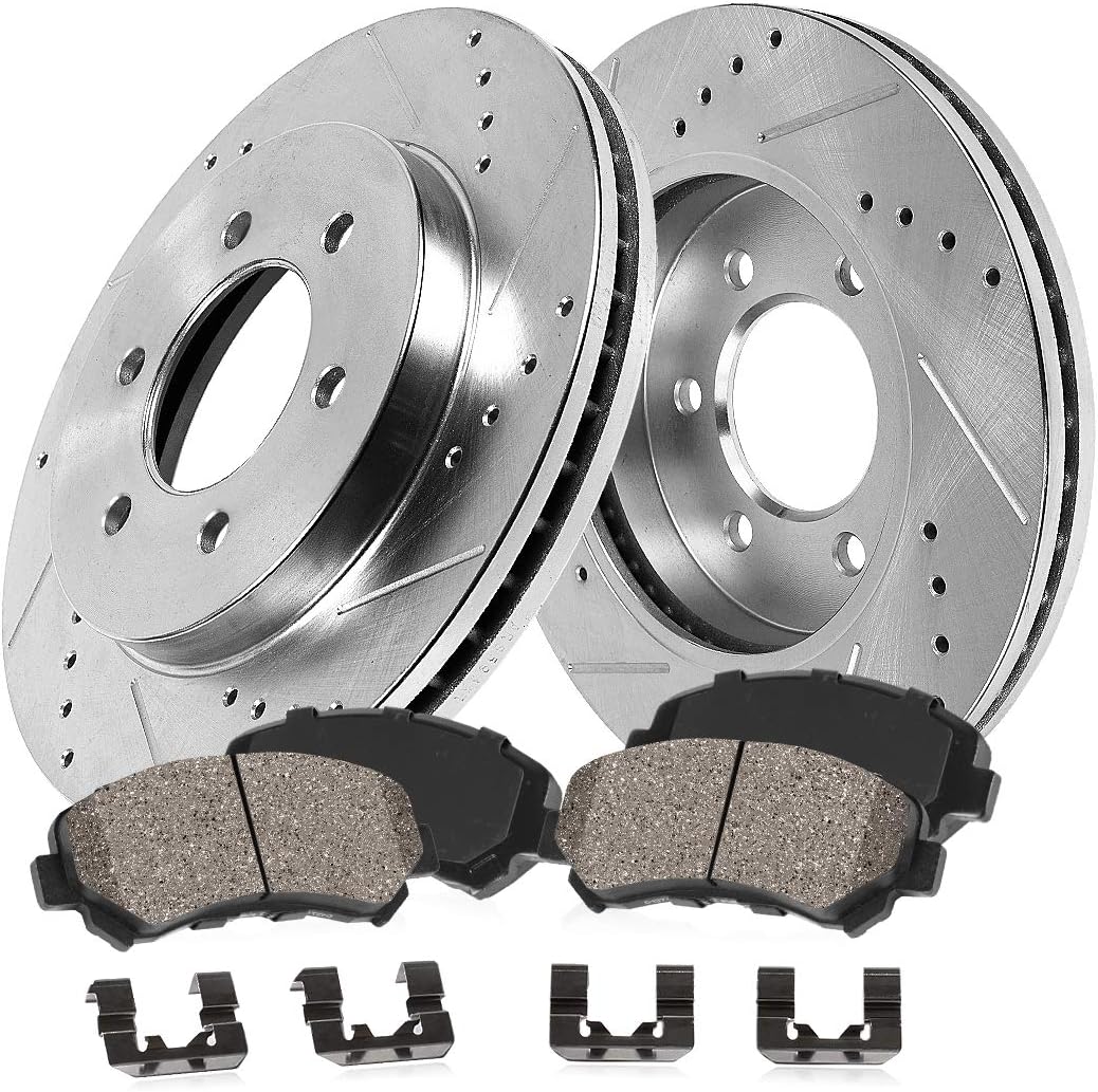 FRONT 287mm 6 Lug Rotors + Ceramic Brake Pads + Clips N68623