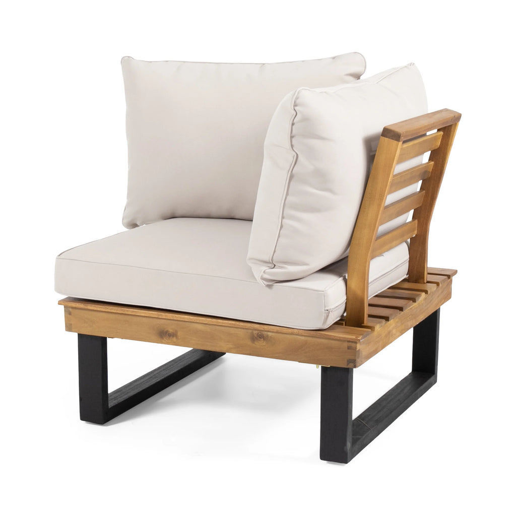 4 Pc Beige Teak Acacia Wood Outdoor Sectional Set Q369