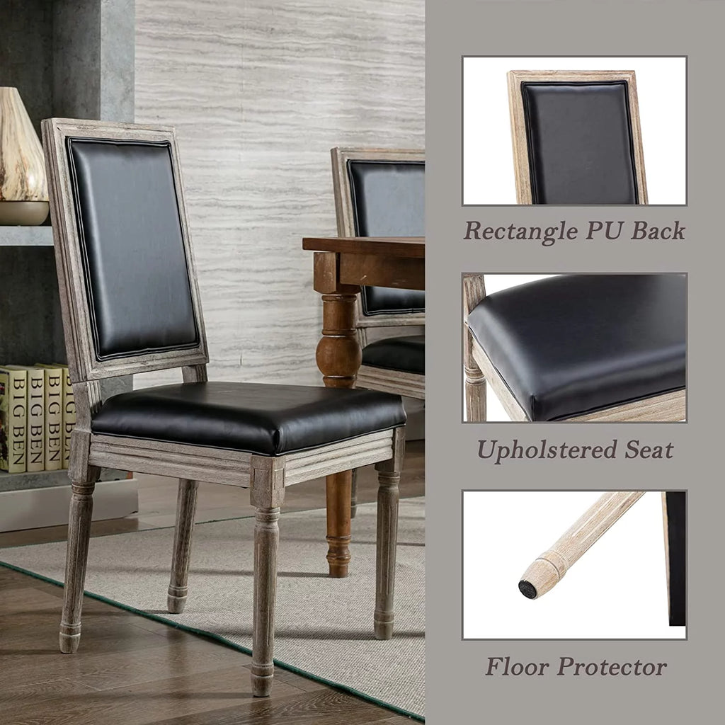 Black Leather Upholstered Dining Chairs Set of 6 Z3991