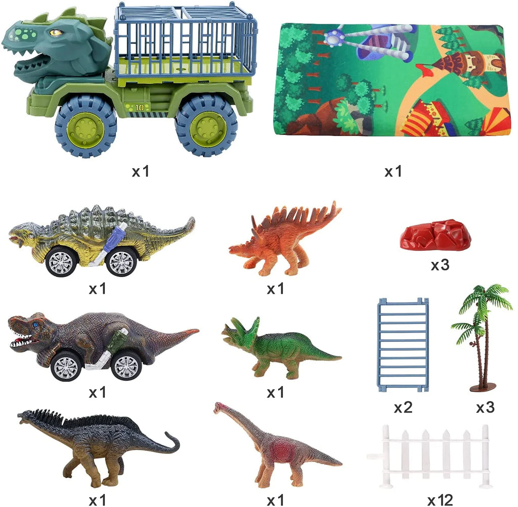 Dinosaur Transport Car Carrier Truck with 15 Dinosaurs P79374