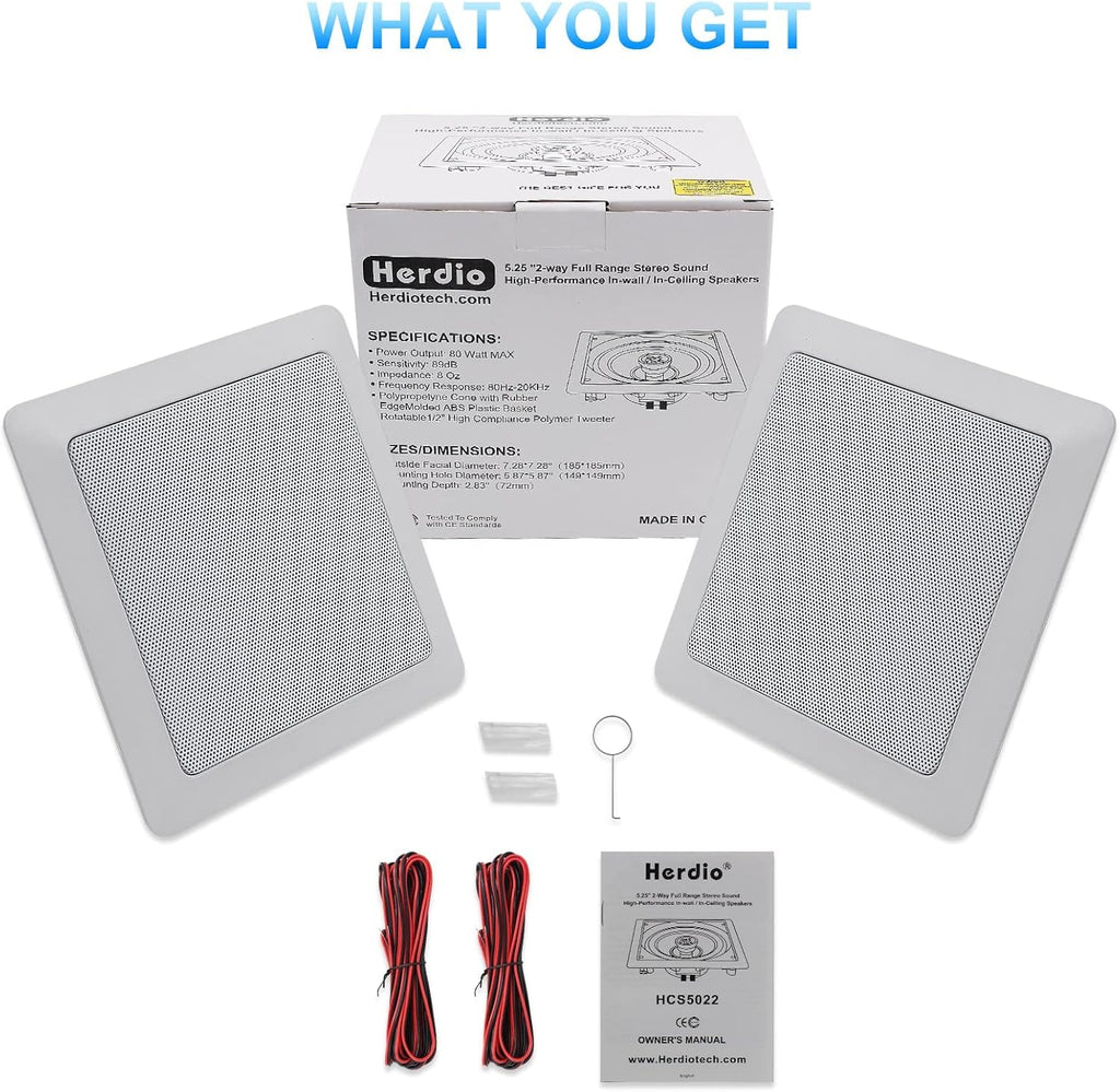 5.25 Inch 160W Flush Mount Ceiling Speakers Pack of 2 J196