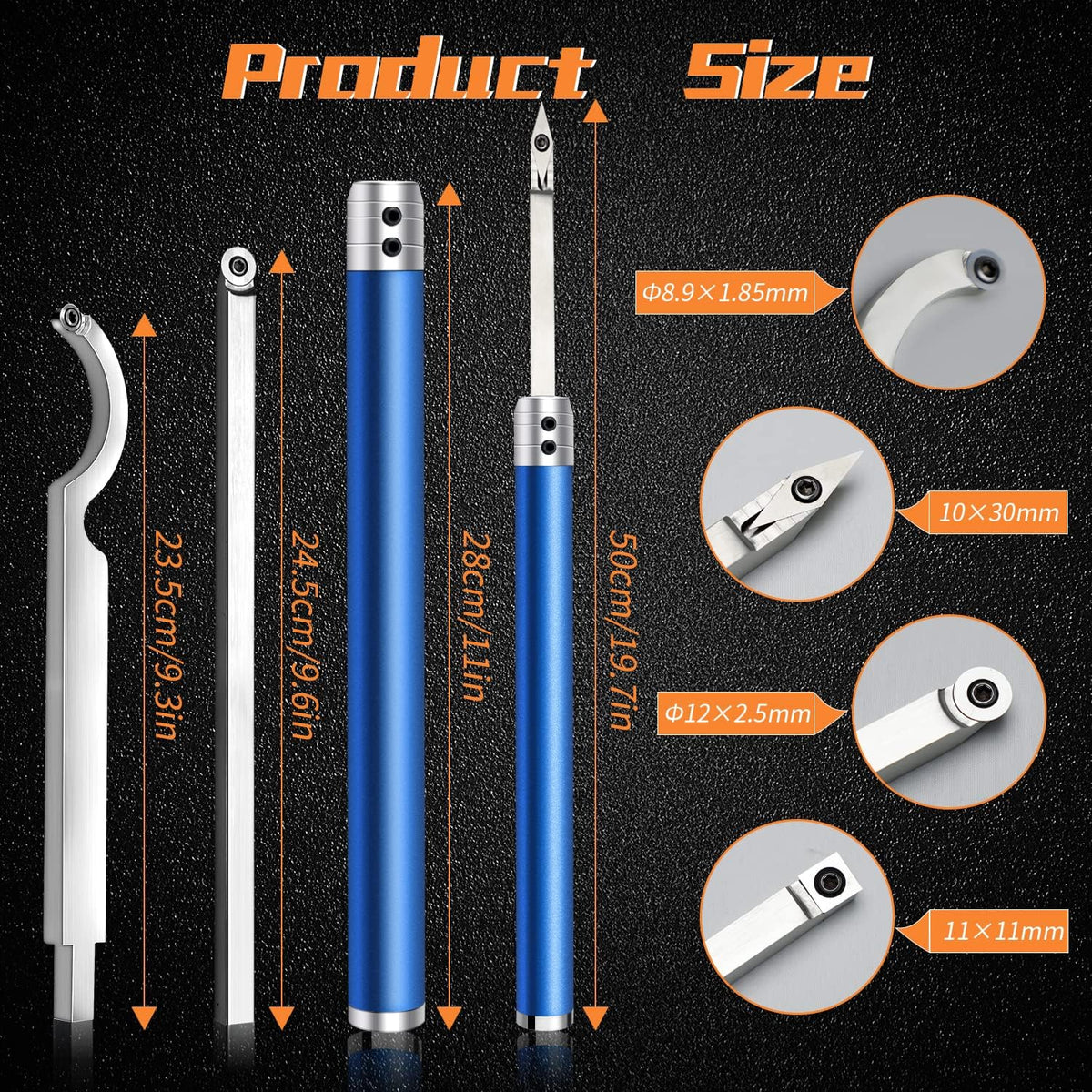 Carbide Woodturning Tools, 20 Full Size, with Detachable Alloy Handle C8066