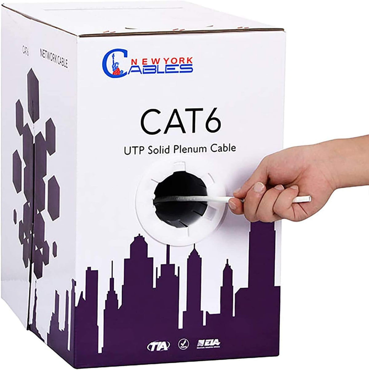 CAT6 Plenum Cable 1000ft (CMP) 23AWG Solid Conductor 550MHz 4Pair 10GB UTP Internet Cable L127