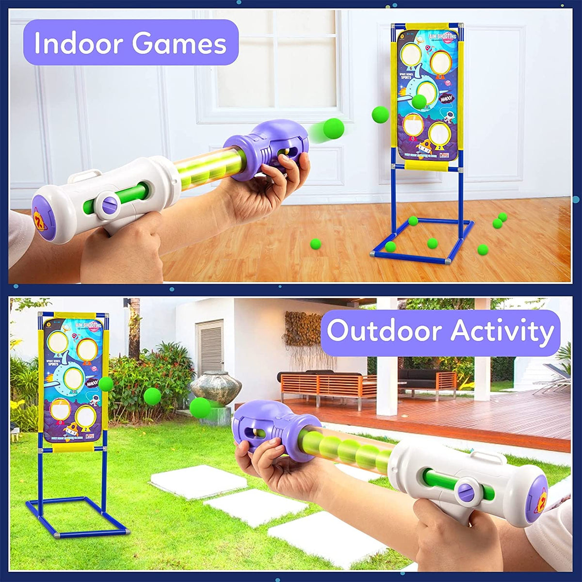 3 Packs Foam Ball Air Toy with Shooting Target, 48 Foam Balls E982684