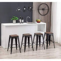 Black Solid Wood Bar Stool J2572