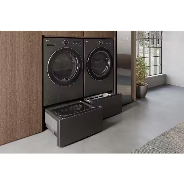 27 in. Black Steel Laundry Pedestal with Storage Drawer D91245