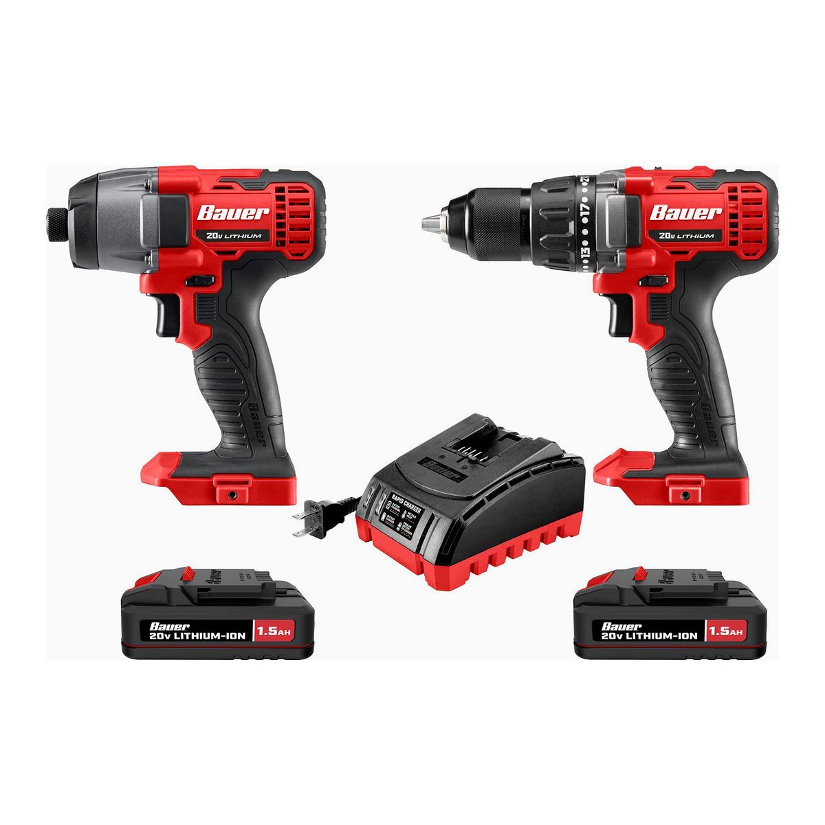 2-Tool Cordless Drill and Impact Driver Kit with 1.5 Ah Batteries and Charger T5218