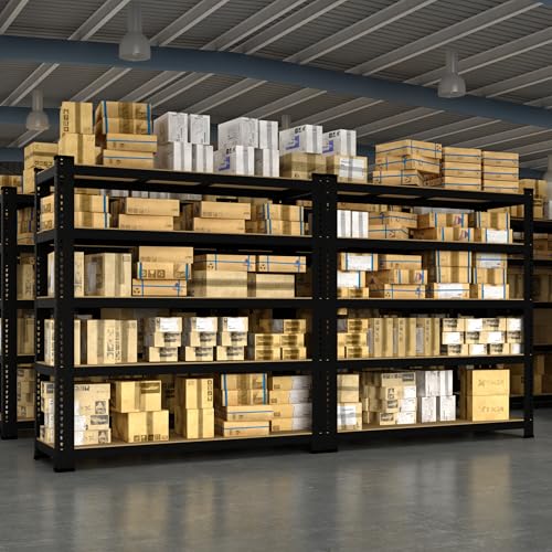 5 Tier Adjustable Heavy Duty Metal Shelving Unit, Black, 2 PCS Y164