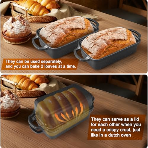 2 in 1 Cast Iron Bread Pan with Lid 9×5 Inch P36855