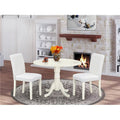 White 3 Piece Round Dining Table Set with 2 Chairs F343745