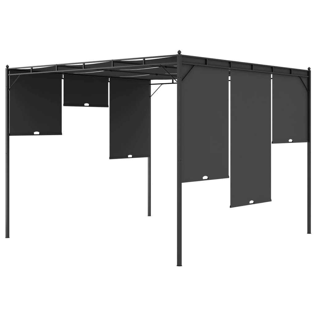 Garden Gazebo with Side Curtain 118.1"x118.1"x88.6" Anthracite M7863