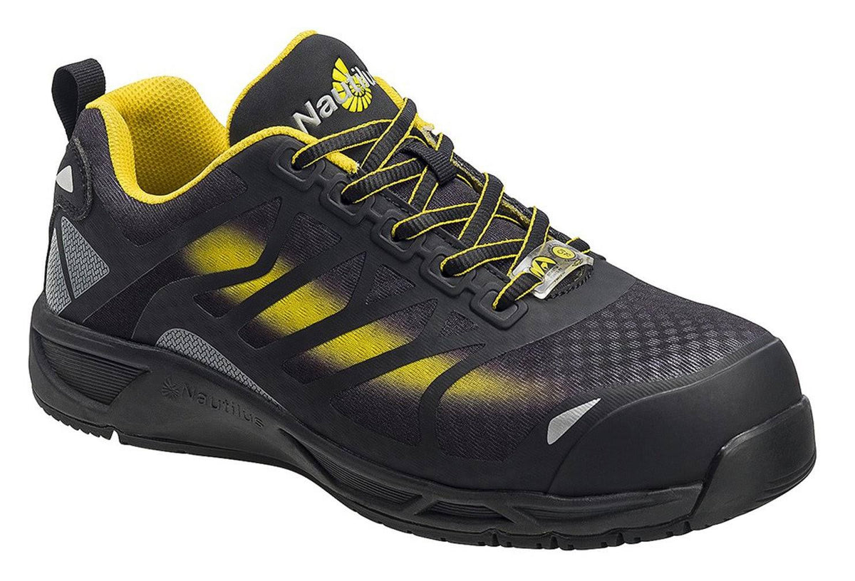 Men's Black Yellow Composite Toe Work Boots Q55864