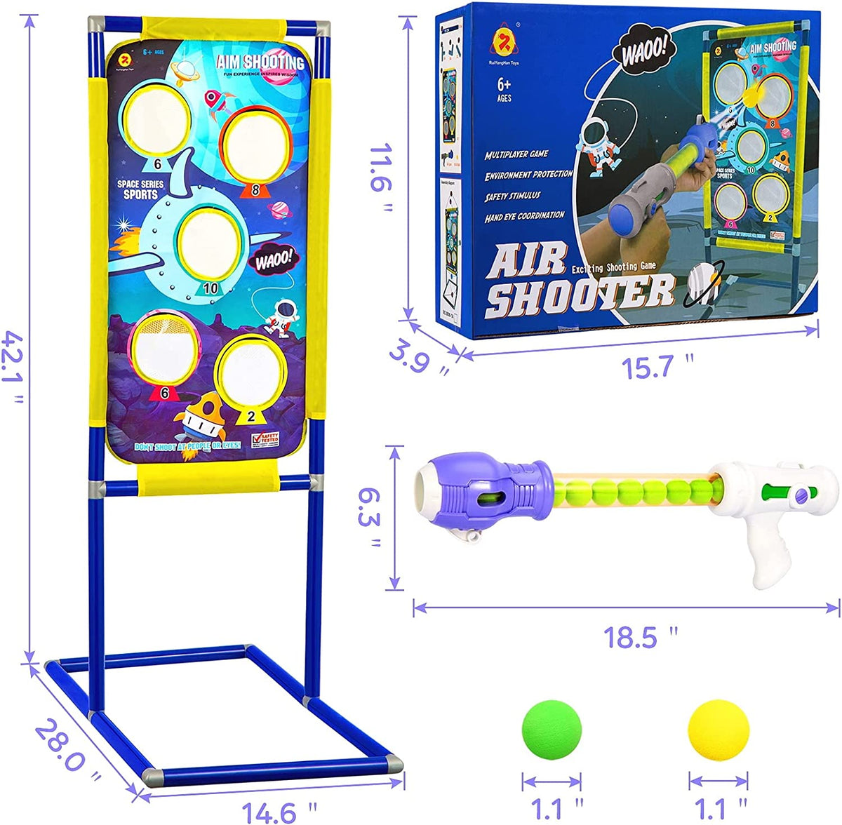 3 Packs Foam Ball Air Toy with Shooting Target, 48 Foam Balls E982684